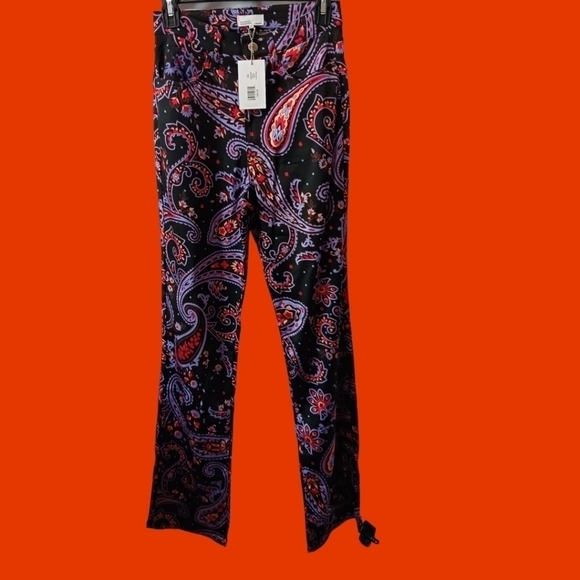 Danielle Bernstein paisley satin pant 24 size multicolor - Picture 3 of 11